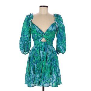 Banned Man 100% Linen Tropical Print Mini Dress